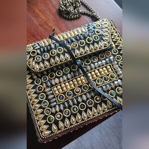 Embellished Gold and Black Women's Bag